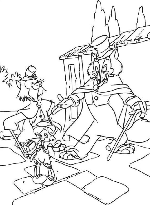 coloriage Pinocchio et les truands